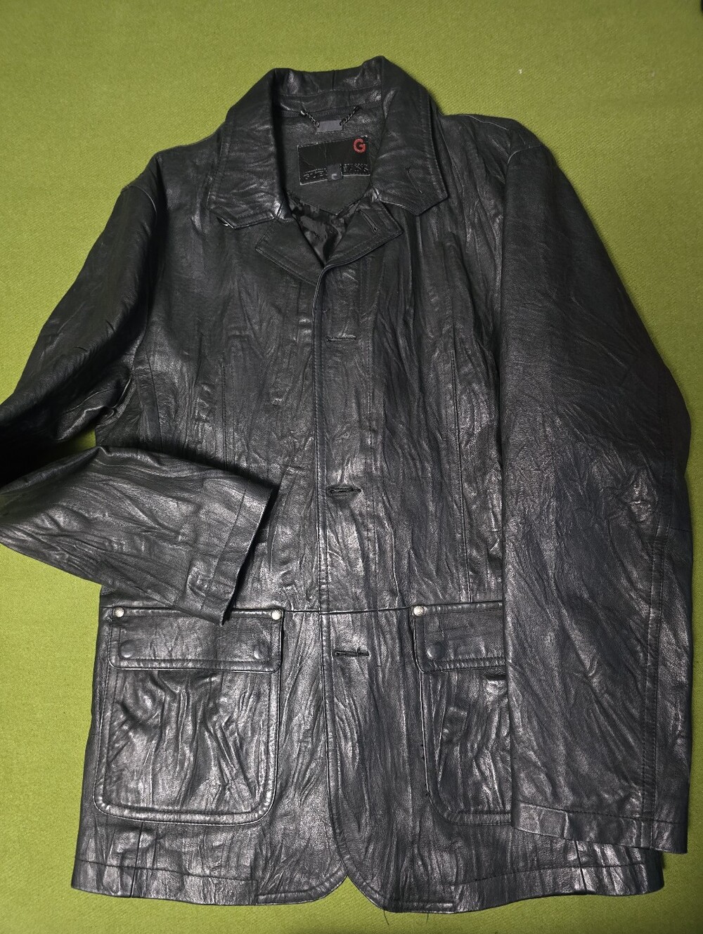 Guess Black Leather Casual Jacket